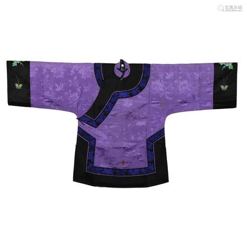 A PURPLE-GROUND EMBROIDERED LADY'S ROBE