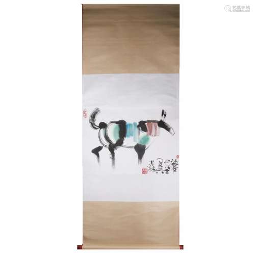 Animal, Paper Hanging Scroll, Han Meilin
