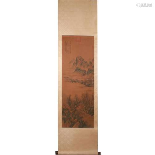 Landscape, Silk Hanging Scroll, Wang Shimin
