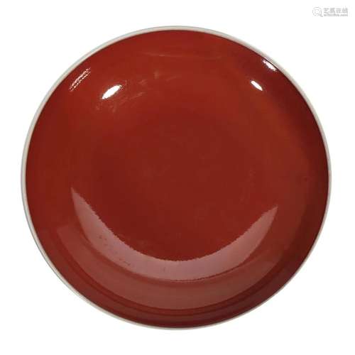 A SACRIFICIAL RED-GLAZED DISH