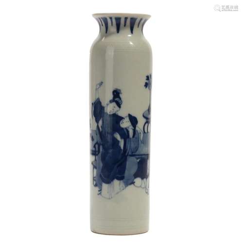 A BLUE AND WHITE 'FIGURES' VASE