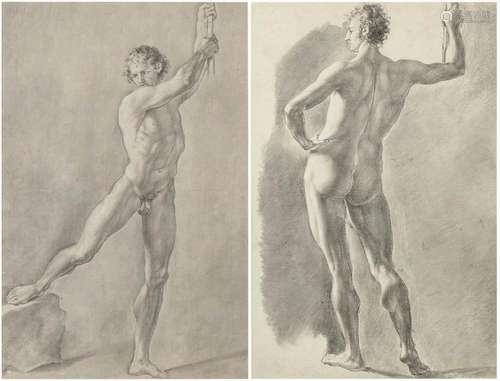 ANONYMOUS ARTIST, 19th CENTURY: Pair of academic nude