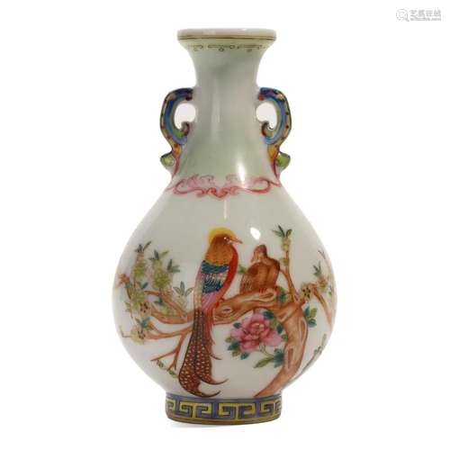 A FAMILLE-ROSE 'FLOWERS AND BIRDS' VASE