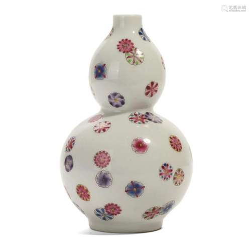 A FLORAL 'GOURD' VASE