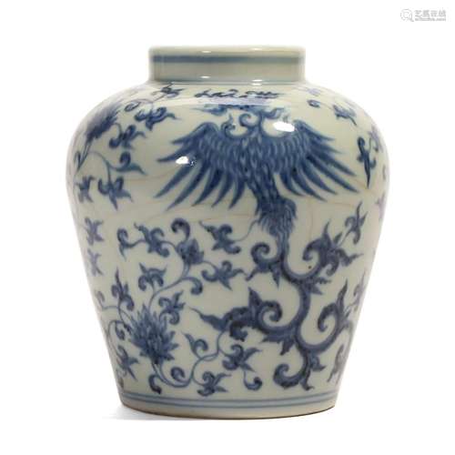 A BLUE AND WHITE 'PHOENIX' JAR