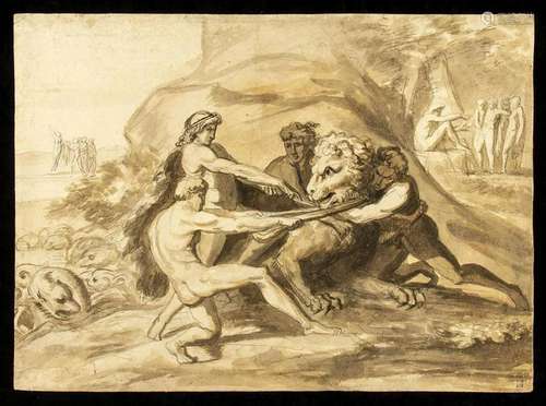 ROMAN NEOCLASSICAL ARTIST: Four men fighting with a