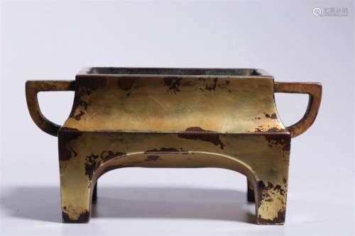 Gilded Copper Table-shaped Censer