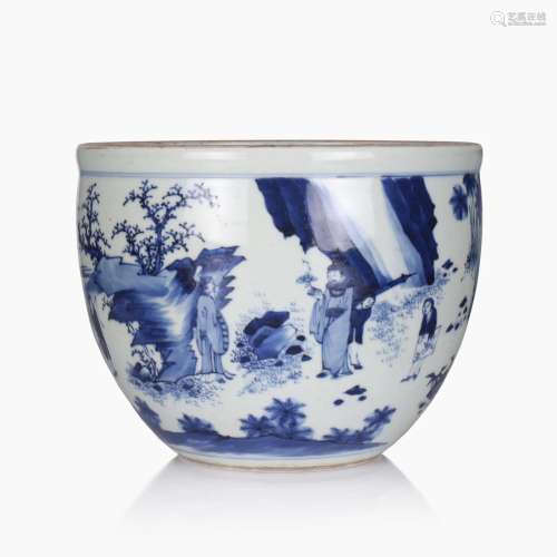 A CHINESE BLUE AND WHITE PORCELAIN JAR.