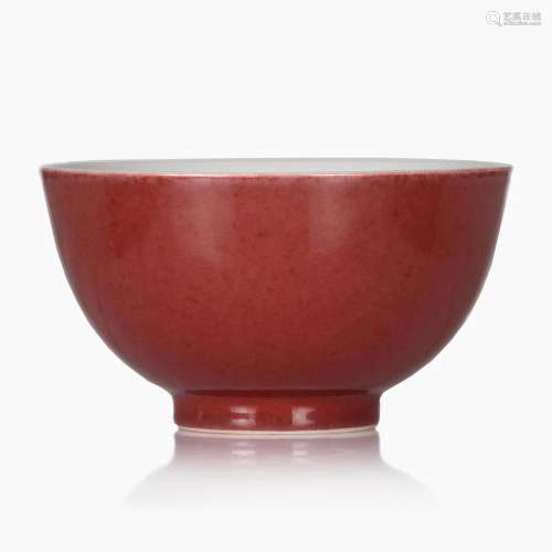 A CHINESE RED-GLAZED PORCELAIN BOWL.