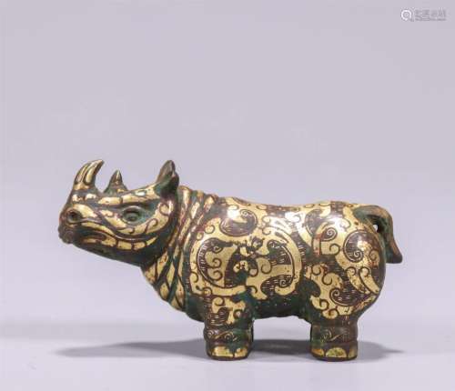 Copper inlaid Gold Rhinoceros Decoration