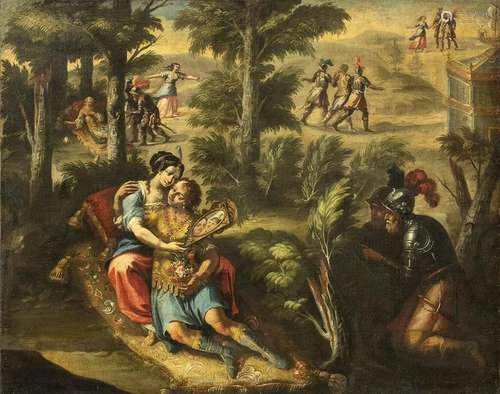 EMILIAN SCHOOL, 17th CENTURY: Rinaldo and Armida in the