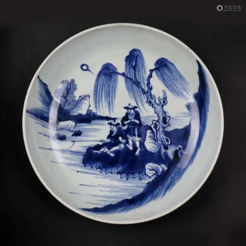 A CHINESE BLUE AND WHITE PORCELAIN PLATE.