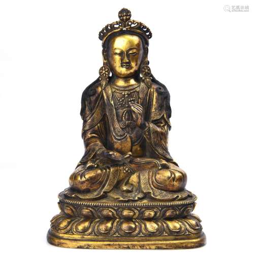 Gilded Copper Statue of Avalokitesvara, Qing Dynasty