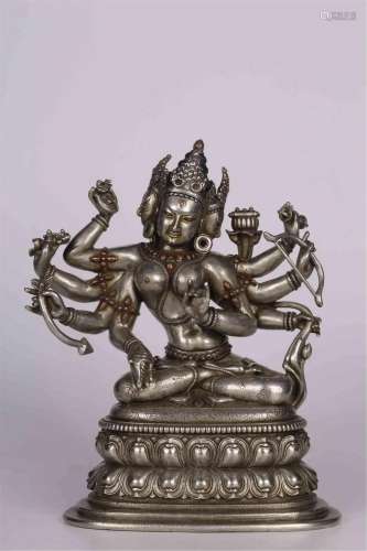 Silver embedded Copper Sitting Statue of Namgyalma
