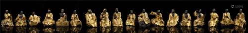 A Set Gilded Copper Statues of Eighteen Arhats