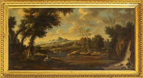 ROMAN SCHOOL, 18th CENTURY: Landscape with waterfall,