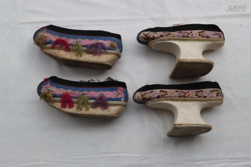 Two Pairs of Palace Queenâ€™s shoes, Qing Dynasty