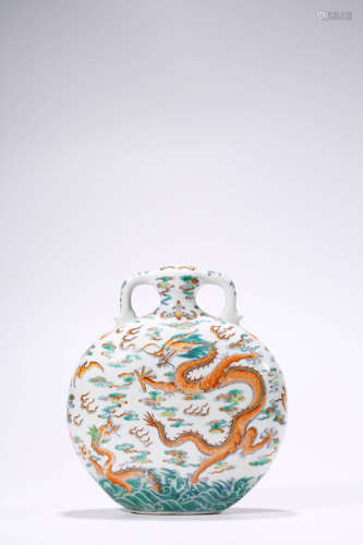 Dou color dragon grain blessing longevity flat bottle