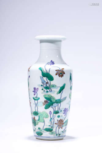 A bottle for mandarin ducks swimming in the colorful lotus p...