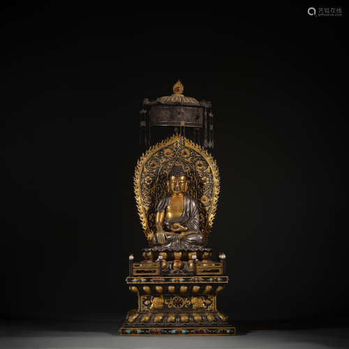 Ancient Chinese silver-gilt Buddha statue