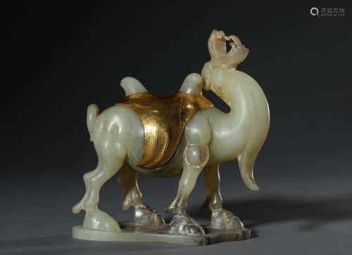 Hetian jade-wrapped golden camel