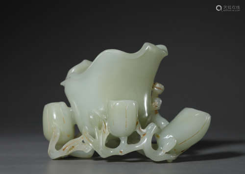 Hetian jade lotus bowl