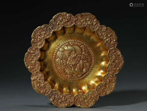 Pure gold phoenix grain plate