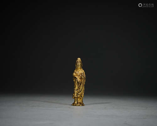 Ancient Chinese bronze-gilt Buddha statue