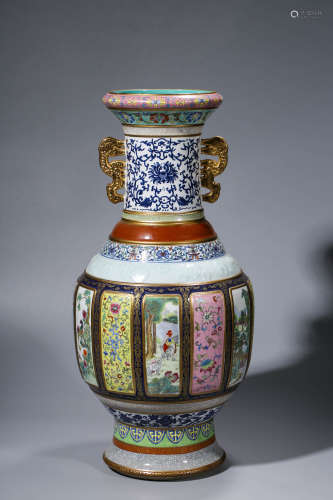 Qianlong various glaze color big vases