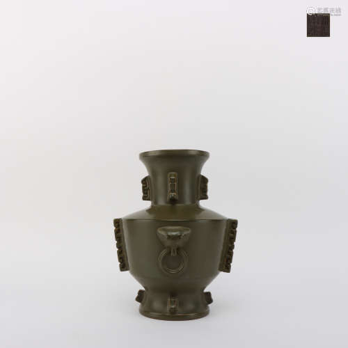 Chinese Tea-dust Glazed Zun Vessel