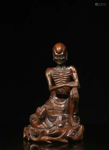 Hand-carved Bamboo Seated Arhat