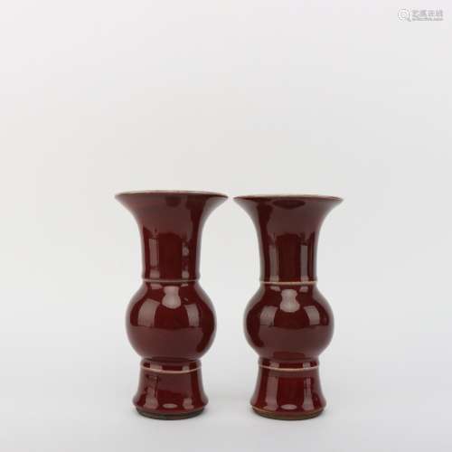 A Pair of Sacrificial Red Glazed Vases