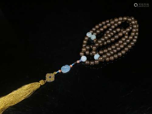 Exquisite Eaglewood Buddha Bead Necklace( Crystal spacer bea...