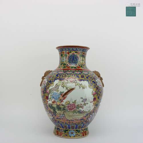 Chinese Enamel Zun Vessel