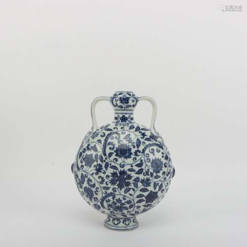 Blue-and-white Moon-shaped Vase