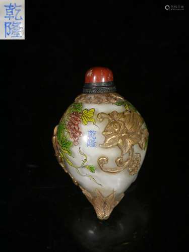 Gold-Outlined Coloured Glaze Snuff Bottle