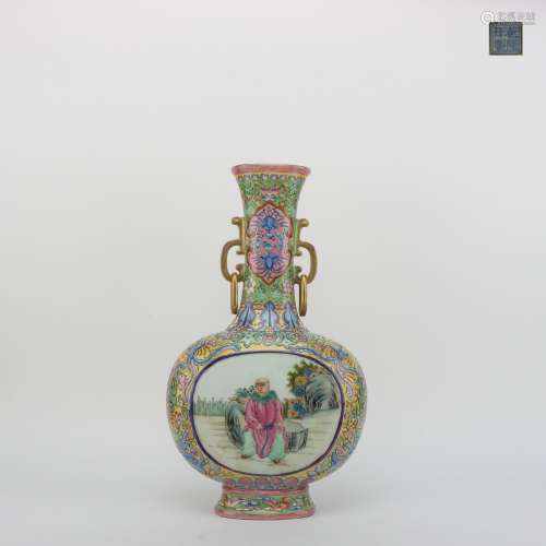 Chinese Enamel Flat Vase