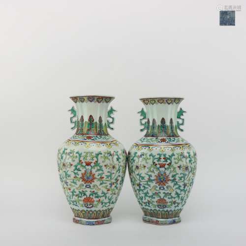 A Pair of Chinese Doucai Vases