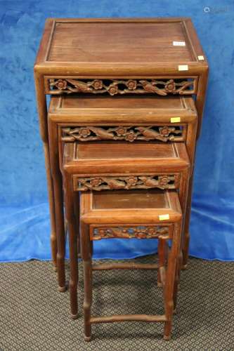 EARLY 20TH CENTURY CHINESE ROSEWOOD NEST OF 4 TABLES