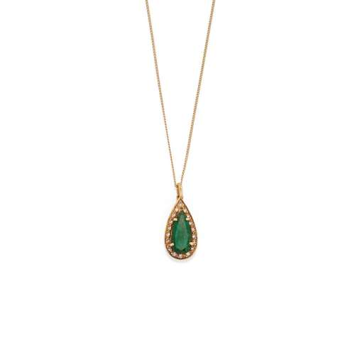 A 18K yellow gold emerald and diamond necklace