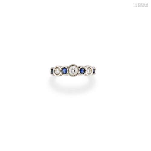 A 18K white gold, sapphire and diamond ring