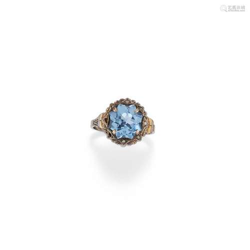 A 18K white gold and topaz ring, circa 1930