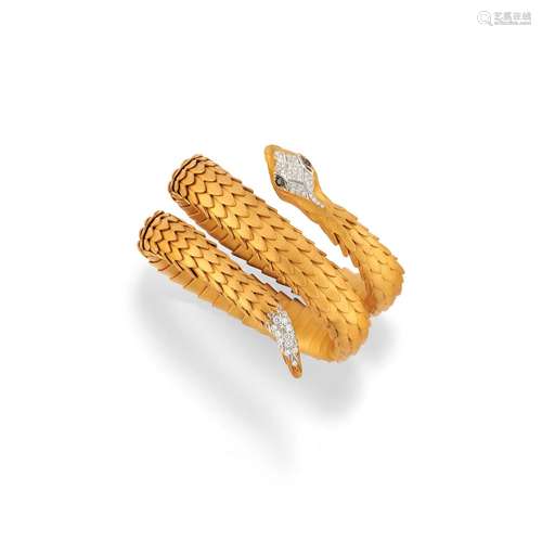 A 18K yellow gold, silver gilt and diamond bracelet