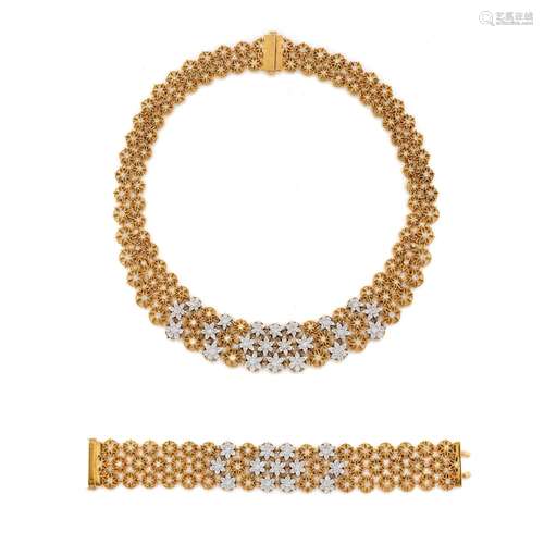 A 18K two-color gold and diamond demi parure