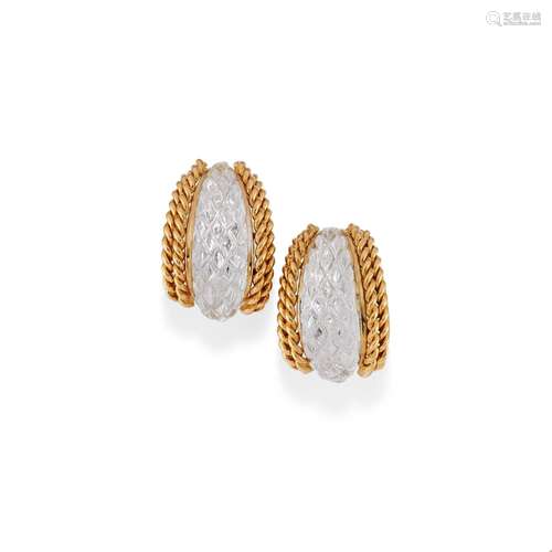 Sabbadini - A 18K yellow gold and rock cristal earrings, Sab...