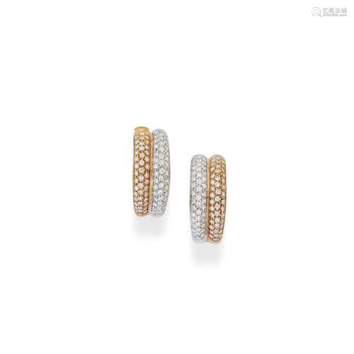 Recarlo - A 18K two color gold and diamond earrings, Recarlo