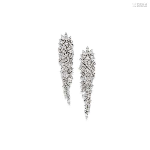 A 18K white gold and diamond earrings