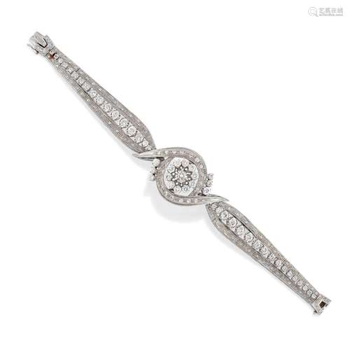 A 18K white gold and diamond bracelet, circa 1970