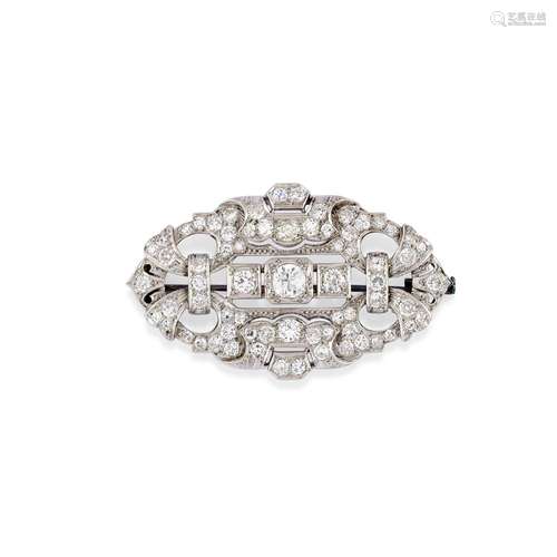 A 18K white gold and diamond brooch