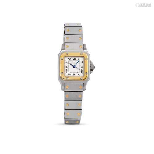 Cartier - A steel and gold Santos lady's wristwatch, Ca...